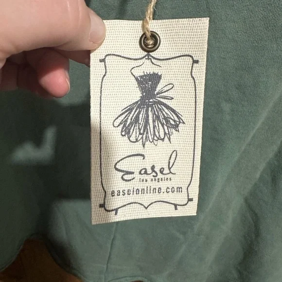 NWT Easel Sage Short Sleeve Top oversized  raw hem boxy top 100% cotton S - Picture 5 of 7
